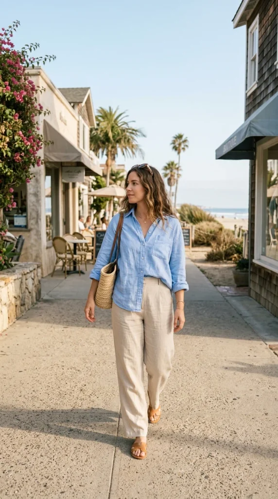 Button-Down Shirt with Linen Pants