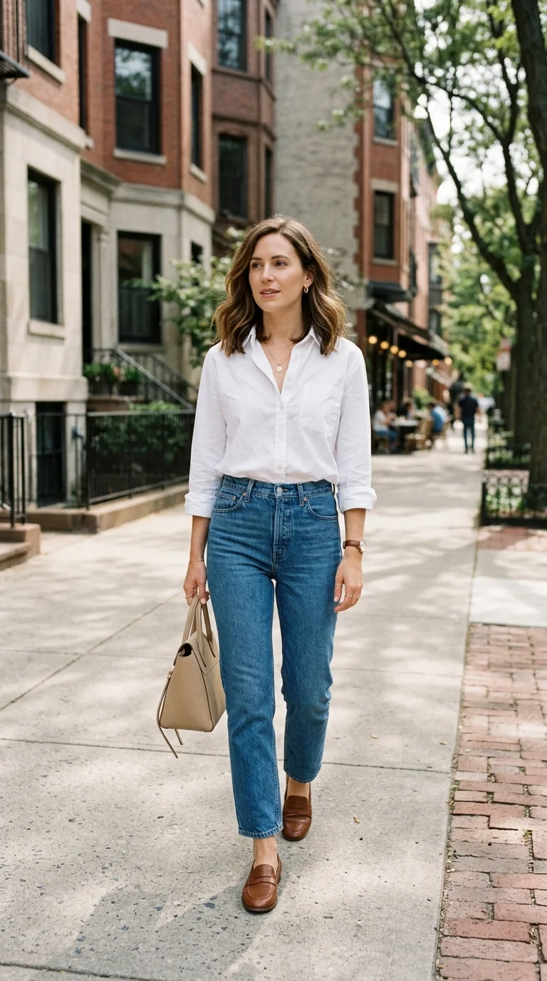 White Shirt with Blue Jeans